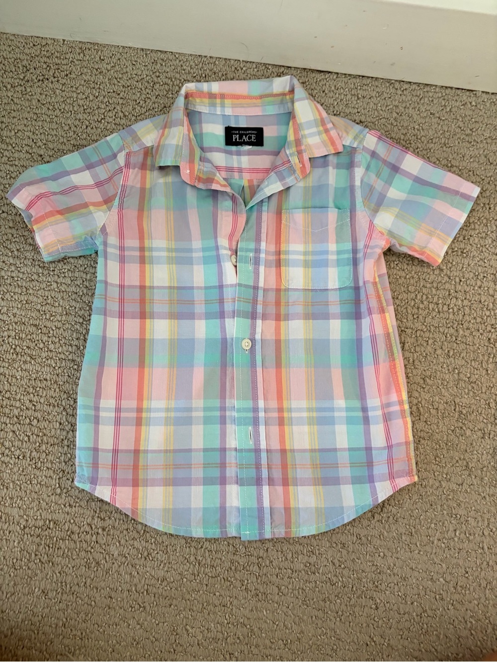 The Children's Place Pastel Plaid Short-Sleeve Button-Up Shirt - Pastel Multi